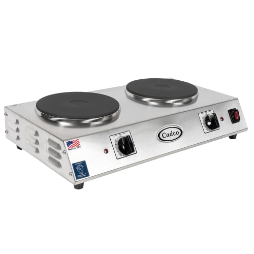 Cadco CDR-2C 21 1/4" Electric Hot Plate w/ (2) Burners & Infinite Controls, 120v
