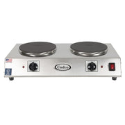 Cadco CDR-2C 21 1/4" Electric Hot Plate w/ (2) Burners & Infinite Controls, 120v