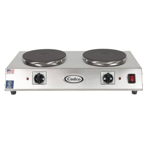 Cadco CDR-2C 21 1/4" Electric Hot Plate w/ (2) Burners & Infinite Controls, 120v