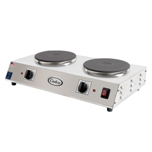 Cadco CDR-2C 21 1/4" Electric Hot Plate w/ (2) Burners & Infinite Controls, 120v