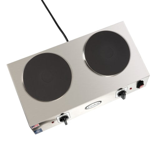 Cadco CDR-2C 21 1/4" Electric Hot Plate w/ (2) Burners & Infinite Controls, 120v