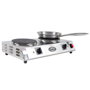 Cadco CDR-2C 21 1/4" Electric Hot Plate w/ (2) Burners & Infinite Controls, 120v