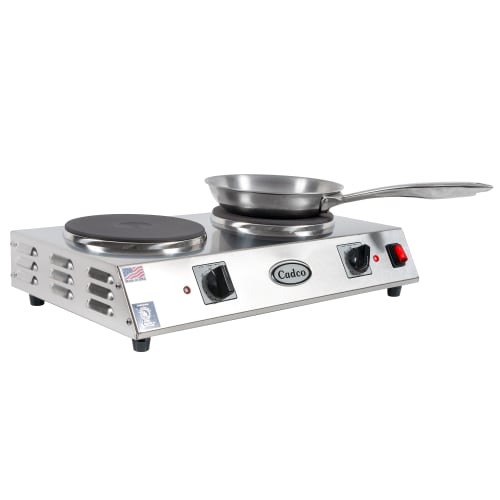 Cadco CDR-2C 21 1/4" Electric Hot Plate w/ (2) Burners & Infinite Controls, 120v