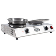 Cadco CDR-2C 21 1/4" Electric Hot Plate w/ (2) Burners & Infinite Controls, 120v