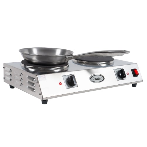 Cadco CDR-2C 21 1/4" Electric Hot Plate w/ (2) Burners & Infinite Controls, 120v