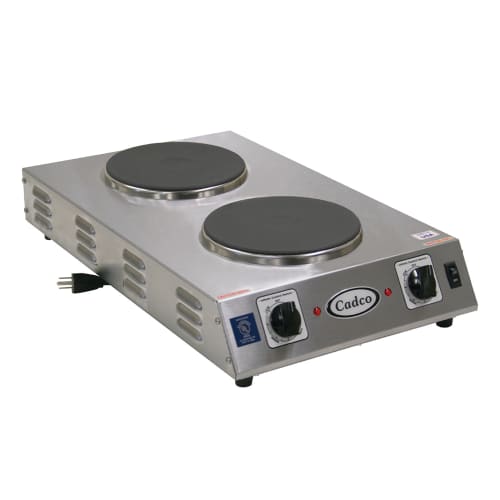 Cadco CDR-2CFB 13 1/2" Electric Hotplate w/ (2) Burners & Infinite Controls, 120v