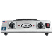 Cadco CDR-2TFB 13 1/2" Electric Hotplate w/ (2) Burners & Infinite Controls, 220v/1ph