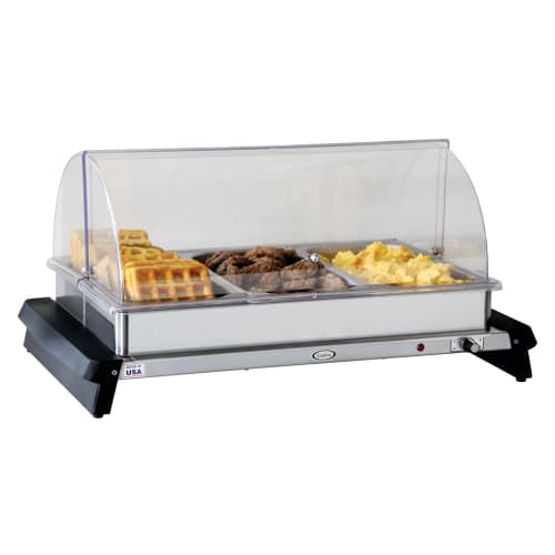 Cadco WTBS-3RT Countertop Buffet Warmer w/ (3) Pan Capacity - Stainless Steel, 120v