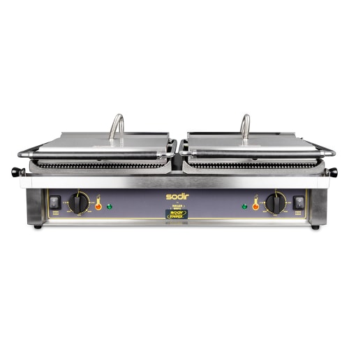 Equipex DIABLO Double Commercial Panini Press w/ Cast Iron Grooved Plates, 208-240v/1ph