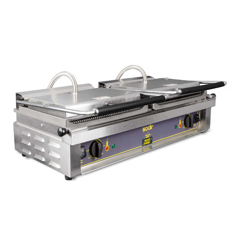Equipex DIABLO Double Commercial Panini Press w/ Cast Iron Grooved Plates, 208-240v/1ph