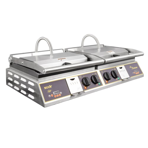 Equipex DIABLO PREMIUM Double Commercial Panini Press w/ Cast Iron Grooved Plates, 208-240v/1ph