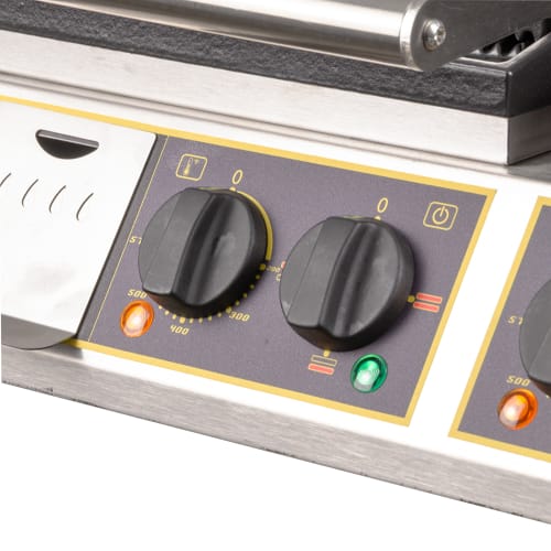 Equipex DIABLO PREMIUM Double Commercial Panini Press w/ Cast Iron Grooved Plates, 208-240v/1ph