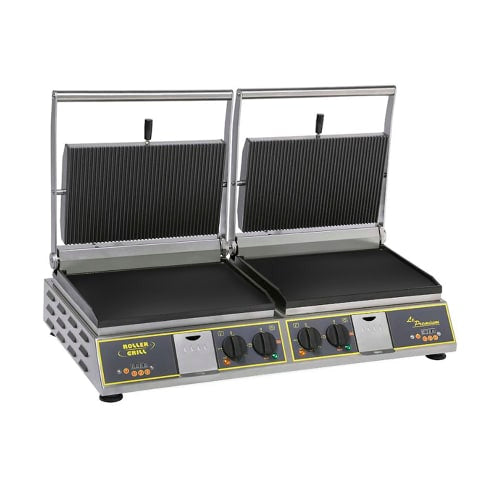 Equipex DIABLO PREMIUM Double Commercial Panini Press w/ Cast Iron Grooved & Smooth Plates, 208-240v/1ph