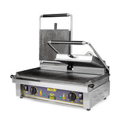 Equipex MAJESTIC Double Commercial Panini Press w/ Cast Iron Grooved Plates, 208-240v/1ph