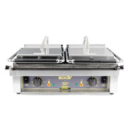 Equipex MAJESTIC Double Commercial Panini Press w/ Cast Iron Grooved Plates, 208-240v/1ph