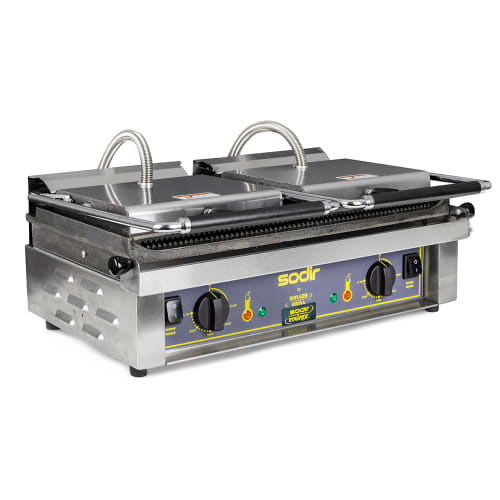 Equipex MAJESTIC Double Commercial Panini Press w/ Cast Iron Grooved Plates, 208-240v/1ph