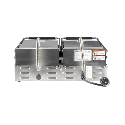 Equipex MAJESTIC Double Commercial Panini Press w/ Cast Iron Grooved Plates, 208-240v/1ph