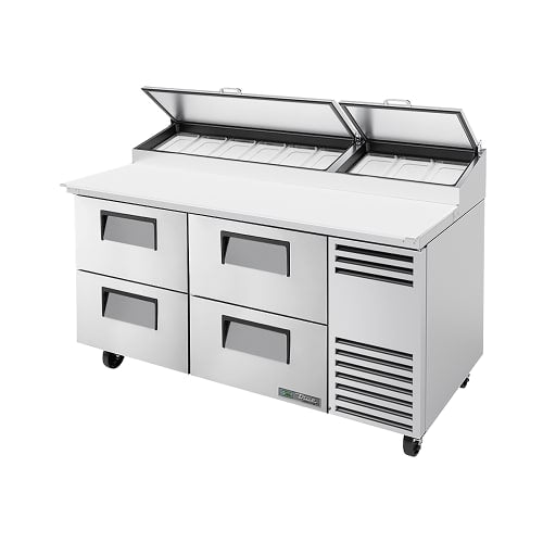 True TPP-AT-67D-4-HC 67" TPPAT Series Pizza Prep Table w/ Refrigerated Base, 115v