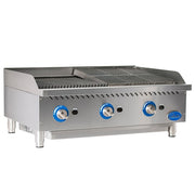 Globe GCB36G-RK 36" Countertop Gas Charbroiler w/ Reversible Grates, Char Rock