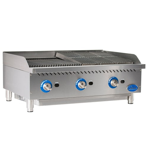 Globe GCB36G-SR 36" Countertop Gas Charbroiler w/ Reversible Grates, Radiant