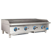 Globe GCB48G-RK 48" Countertop Gas Charbroiler w/ Reversible Grates, Char Rock