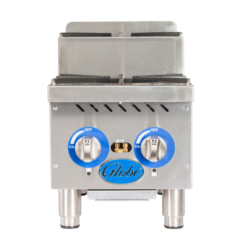 Globe GHPSU212G 12" Gas Hotplate w/ (2) Burners & Manual Controls, Convertible