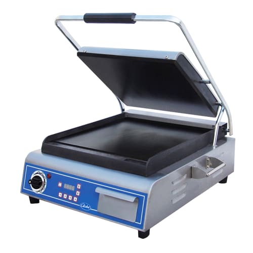 Globe GSG14D Single Commercial Panini Press w/ Cast Iron Smooth Plates, 120v