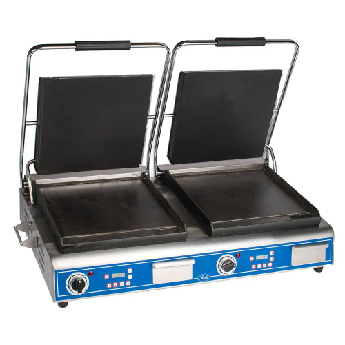 Globe GSGDUE14D Double Commercial Panini Press w/ Cast Iron Smooth Plates, 208-240v/1ph