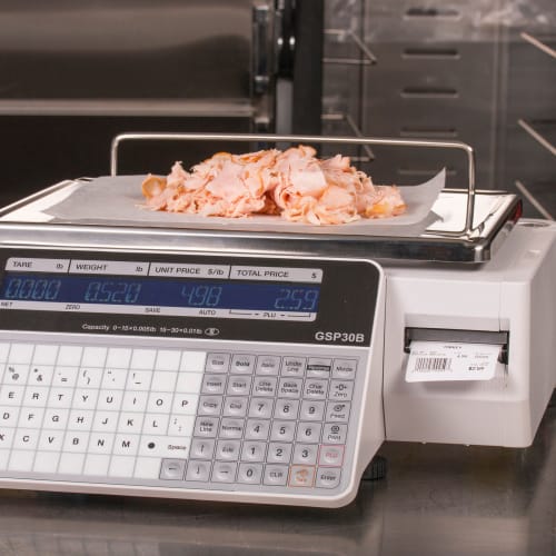 Globe GSP30B 30 lb Price Computing Label Printing Scale - Front & Back Display, 115v