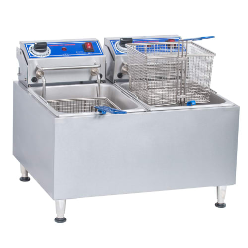 Globe PF32E Countertop Electric Fryer - (2) 16 lb Vats, 208 240v/1ph