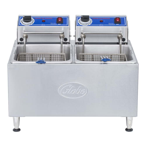 Globe PF32E Countertop Electric Fryer - (2) 16 lb Vats, 208 240v/1ph