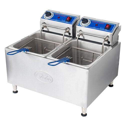 Globe PF32E Countertop Electric Fryer - (2) 16 lb Vats, 208 240v/1ph