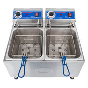 Globe PF32E Countertop Electric Fryer - (2) 16 lb Vats, 208 240v/1ph