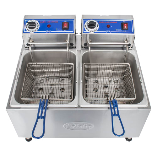 Globe PF32E Countertop Electric Fryer - (2) 16 lb Vats, 208 240v/1ph