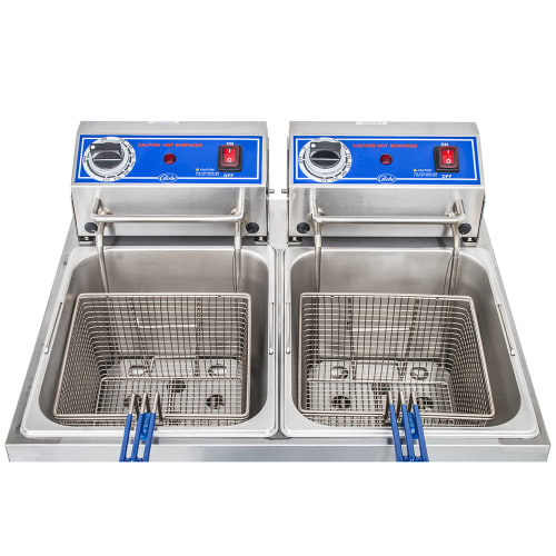 Globe PF32E Countertop Electric Fryer - (2) 16 lb Vats, 208 240v/1ph