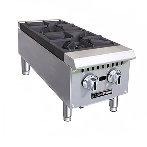 Black Diamond BDCTH-12 12" Gas Hotplate w/ (2) Burners & Manual Controls, Convertible