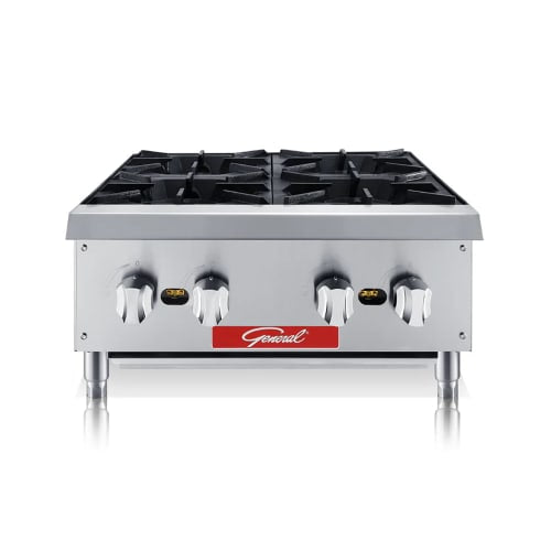 General GCHP-24-4NG 24" Gas Hotplate w/ (4) Burners & Manual Controls, Convertible