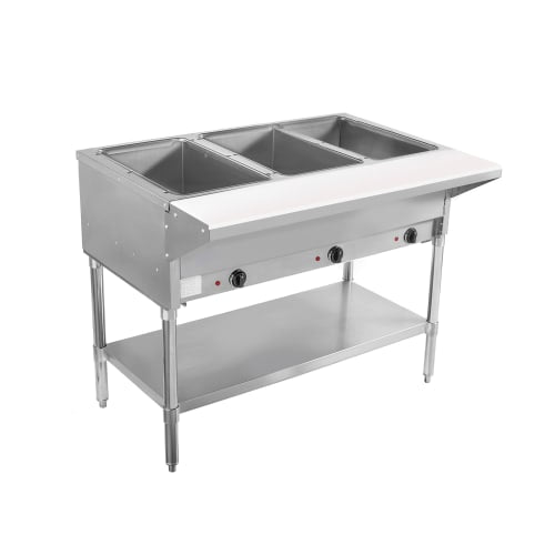 BevLes BVST-3-240 44" Hot Steam Table w/ (3) Wells & Undershelf, 208-230v