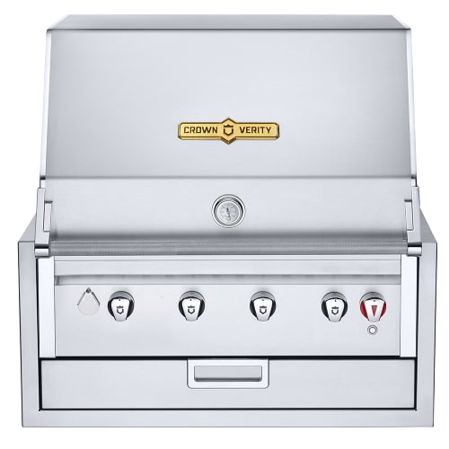 Crown Verity CV-IBI30 30" Built In Commercial Outdoor Charbroiler w/ (4) Burners - Roll Dome, Natural Gas