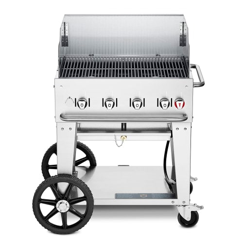 Crown Verity CV-MCB-30WGP-NG 28" Mobile Gas Commercial Outdoor Charbroiler w/ Wind Guards, Natural Gas