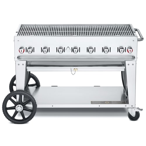 Crown Verity CV-MCB-48-SI50/100 46" Mobile Gas Commercial Outdoor Charbroiler w/ Water Pan, Liquid Propane