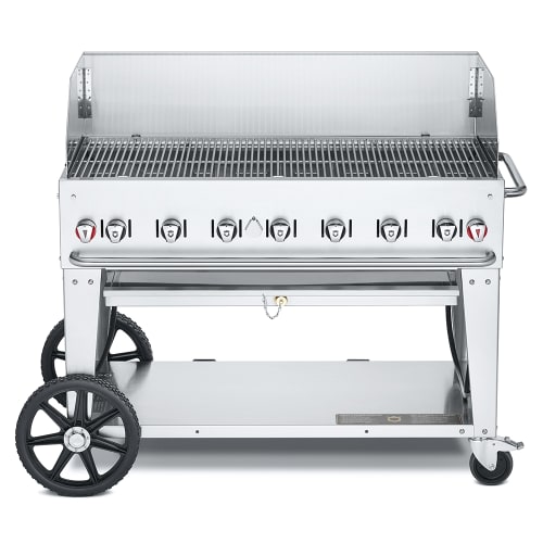 Crown Verity CV-MCB-48-SI50/100-WGP 46" Mobile Gas Commercial Outdoor Charbroiler w/ Wind Guards, Liquid Propane