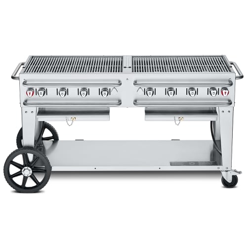 Crown Verity CV-RCB-60-SI-BULK 58" Mobile Gas Commercial Outdoor Grill w/ Undershelf, Liquid Propane