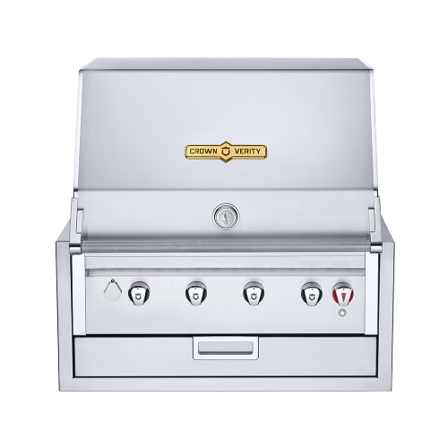 Crown Verity IBI30 30" Built In Commercial Outdoor Charbroiler w/ (4) Burners - Roll Dome, Liquid Propane
