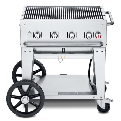 Crown Verity CV-MCB-30NG 28" Mobile Gas Commercial Outdoor Charbroiler w/ Water Pan, Natural Gas