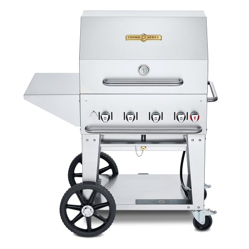 Crown Verity CV-MCB-30PKG-LP 28" Mobile Gas Commercial Outdoor Charbroiler w/ Water Pan, Liquid Propane