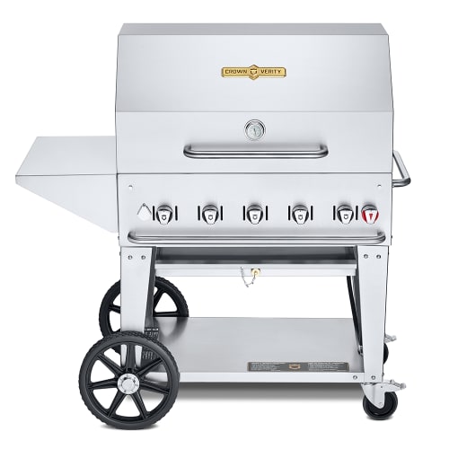 Crown Verity CV-MCB-36PKG-LP 34" Mobile Gas Commercial Outdoor Charbroiler w/ Water Pan, Liquid Propane