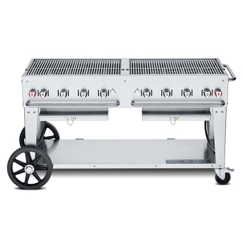 Crown Verity CV-MCB-60LP 58" Mobile Gas Commercial Outdoor Charbroiler w/ Water Pan, Liquid Propane