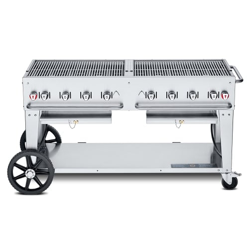 Crown Verity CV-MCB-60NG 58" Mobile Gas Commercial Outdoor Charbroiler w/ Water Pan, Natural Gas