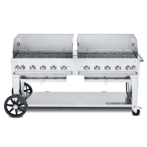 Crown Verity CV-MCB-72WGP-NG 70" Mobile Gas Commercial Outdoor Charbroiler w/ Water Pan, Natural Gas